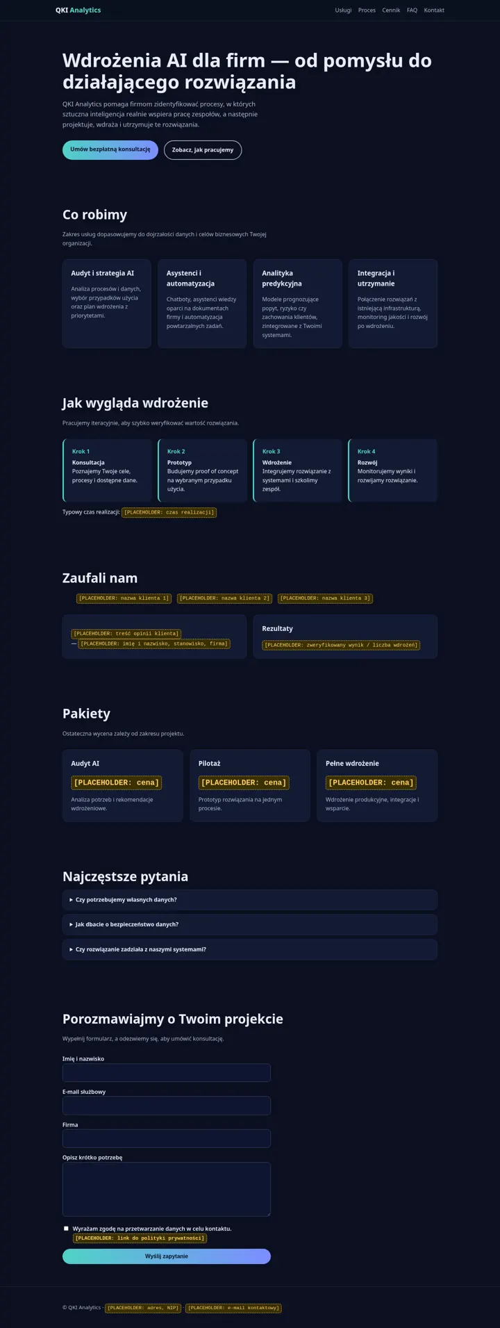 Zrzut całej strony, scenariusz 1, wersja bez DESIGN.md
